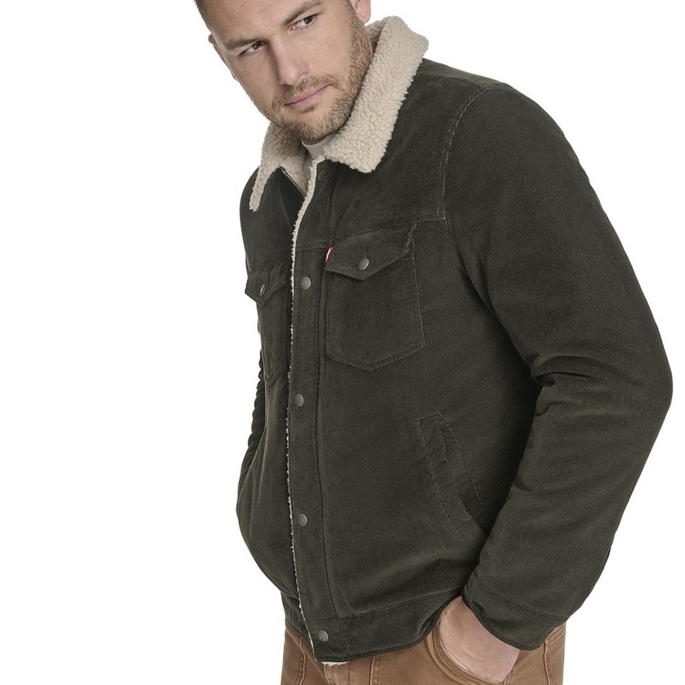 Levi’s Dark Olive Green Sherpa Lined Jacket Men’s Size Large